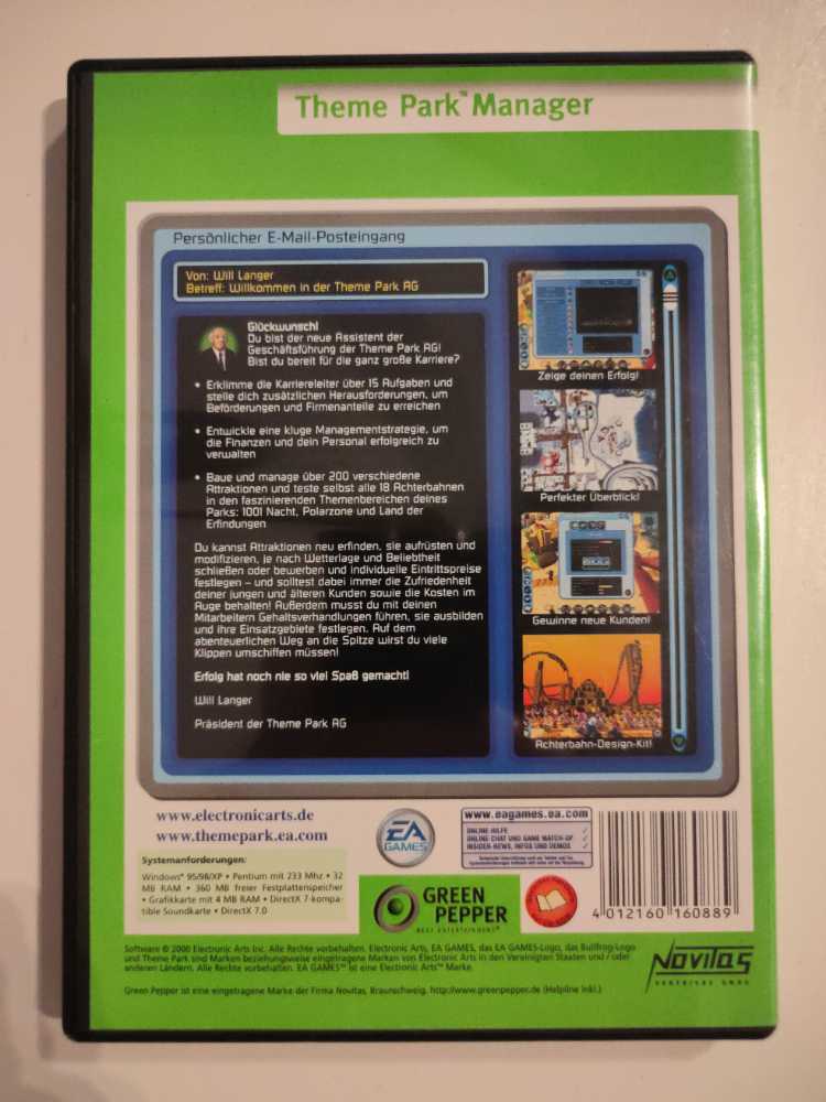 Theme Park Manager - PC video game collectible [Barcode 4012160160889] - Main Image 2