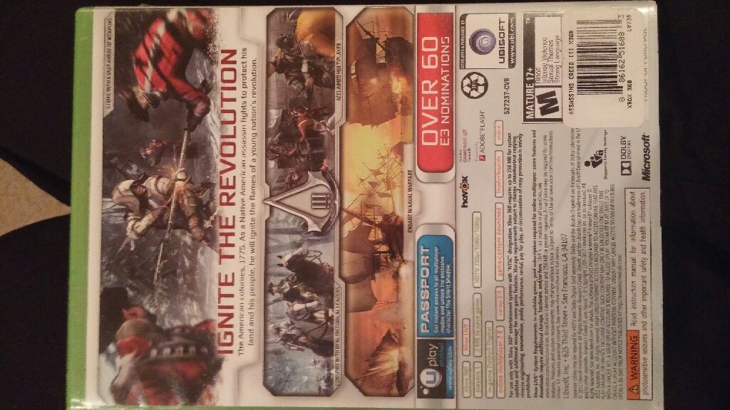 Assasins Creed III - Microsoft Xbox 360 (Ubi Soft) video game collectible [Barcode 886162516883] - Main Image 2