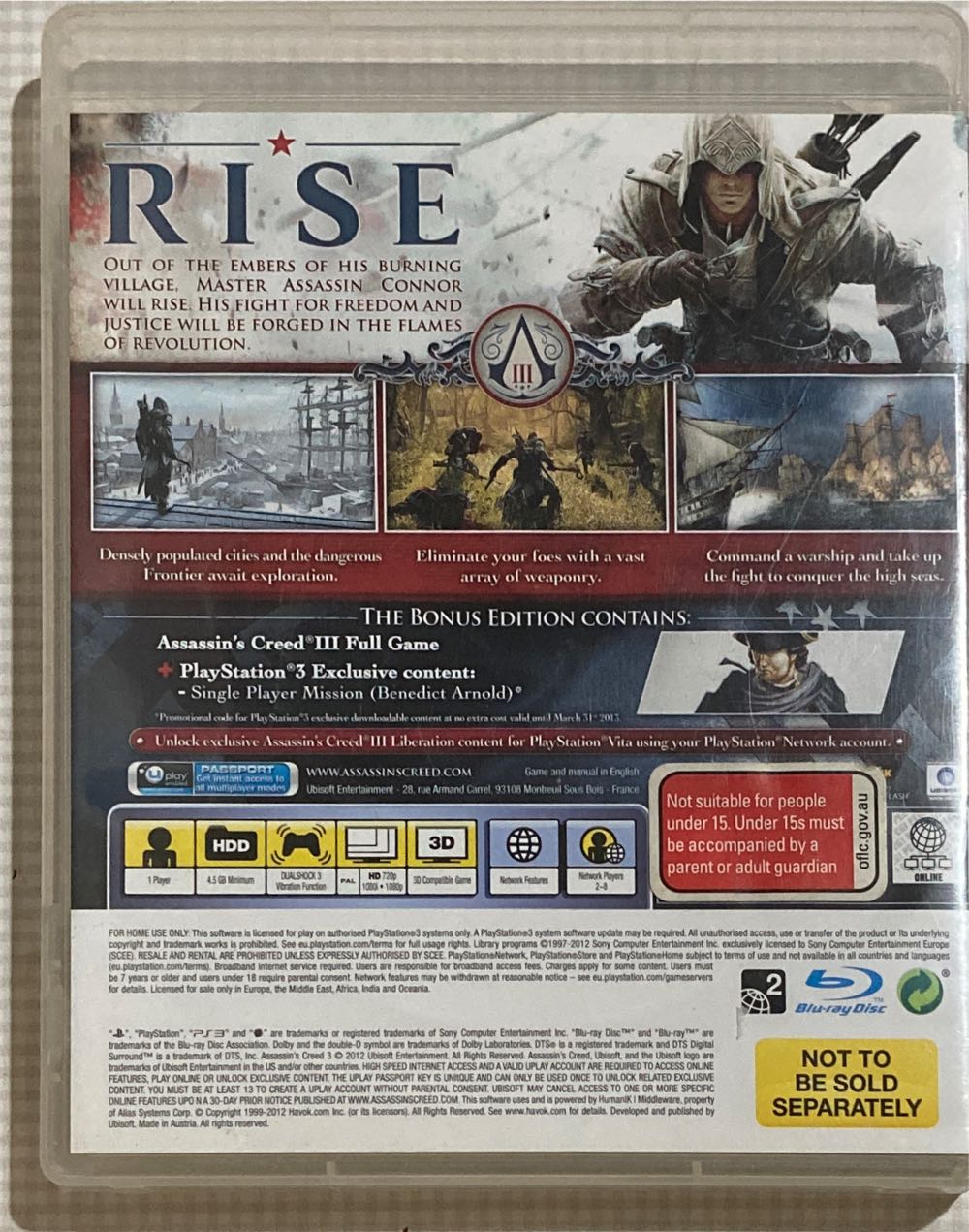 Assasins Creed III - Sony PlayStation 3 (PS3) video game collectible - Main Image 2
