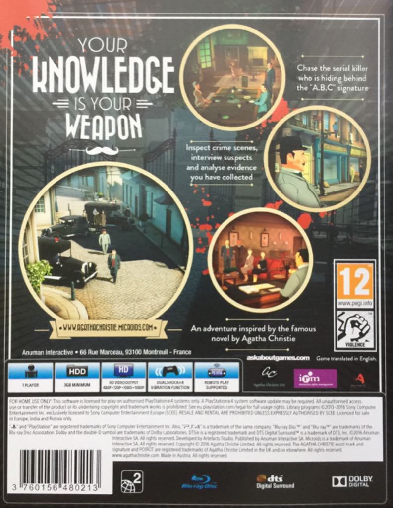 Agatha Christie: The ABC Murders - Sony PlayStation 4 (PS4) (Kalypso Media - 1) video game collectible [Barcode 3760156480213] - Main Image 2