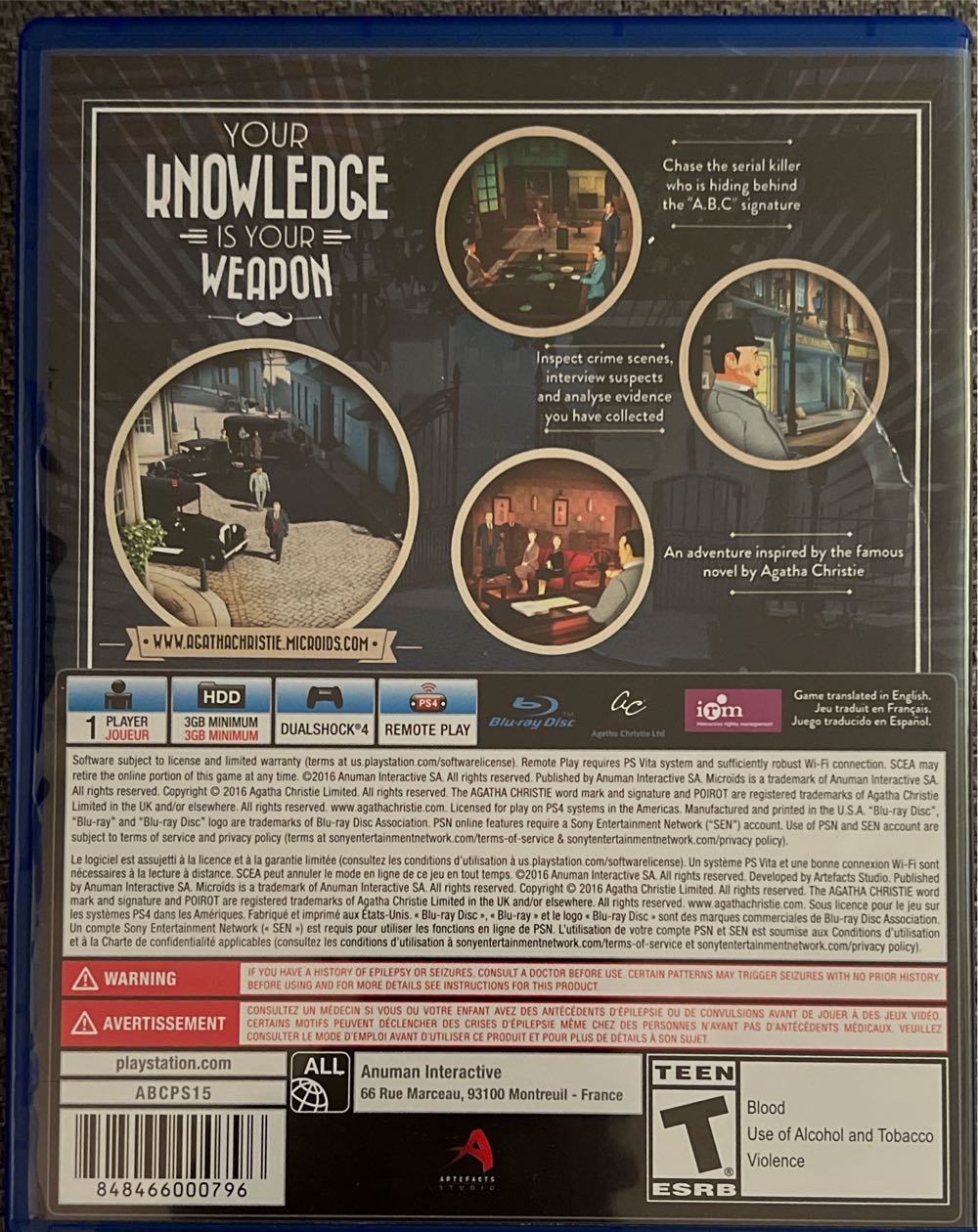 Agatha Christie: The ABC Murders - Sony PlayStation 4 (PS4) (Microids - 1) video game collectible [Barcode 848466000796] - Main Image 2