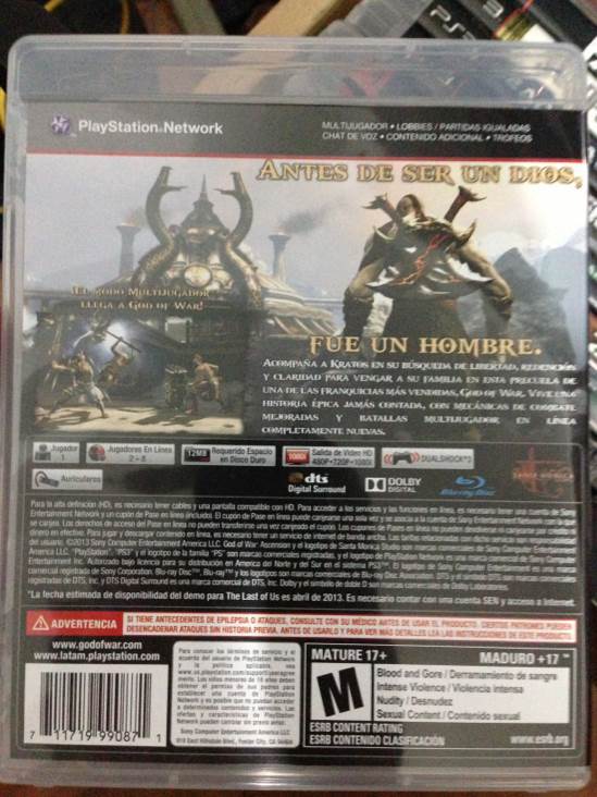 God of War: Ascension - Sony PlayStation 3 (PS3) (Sony Computer Entertainment - 1 / 2-8) video game collectible [Barcode 711719990871] - Main Image 2