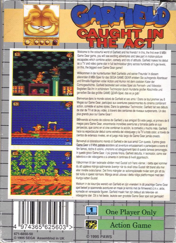 Garfield Caught In The Act - Sega Game Gear video game collectible - Main Image 2