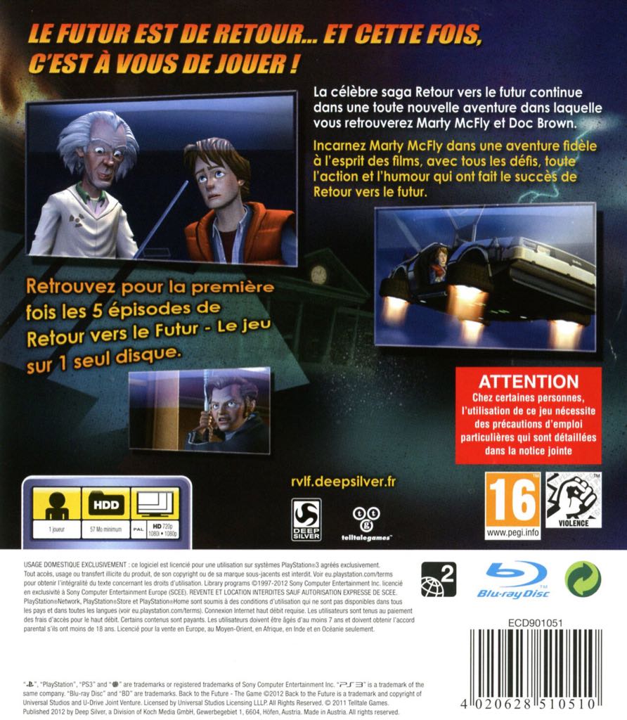 Retour Vers Le Futur - Sony PlayStation 3 (PS3) (1) video game collectible [Barcode 4020628510510] - Main Image 2