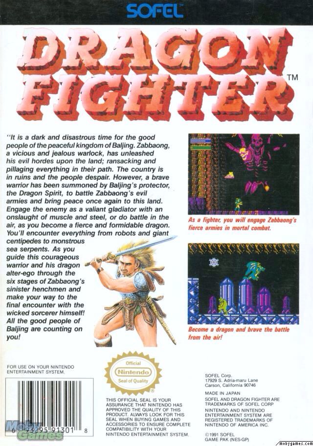 Dragon Fighter - Nintendo Entertainment System (NES) (SOFEL) video game collectible - Main Image 2