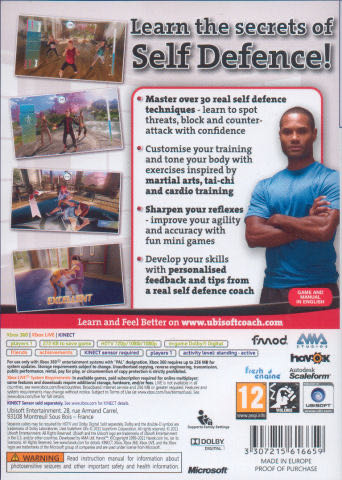 My Self Defence Coach (Sealed) - Microsoft Xbox 360 (Ubisoft - 1) video game collectible [Barcode 3307215616437] - Main Image 2