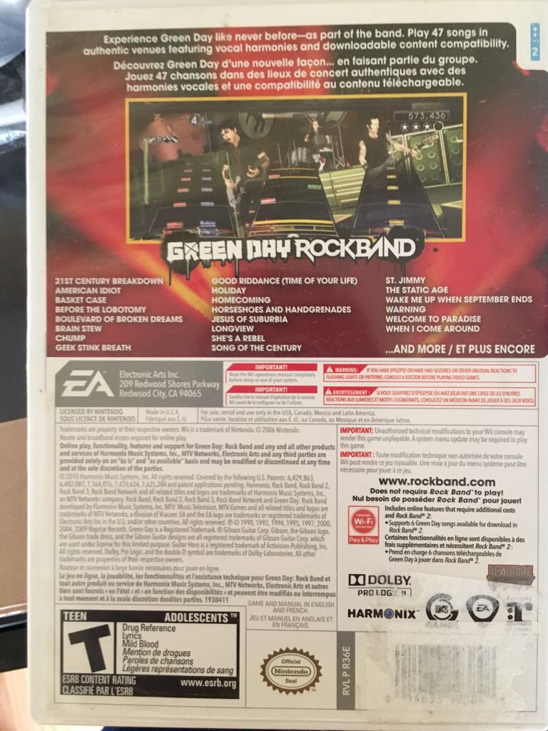 Green Day Rockband - Nintendo Wii video game collectible - Main Image 2