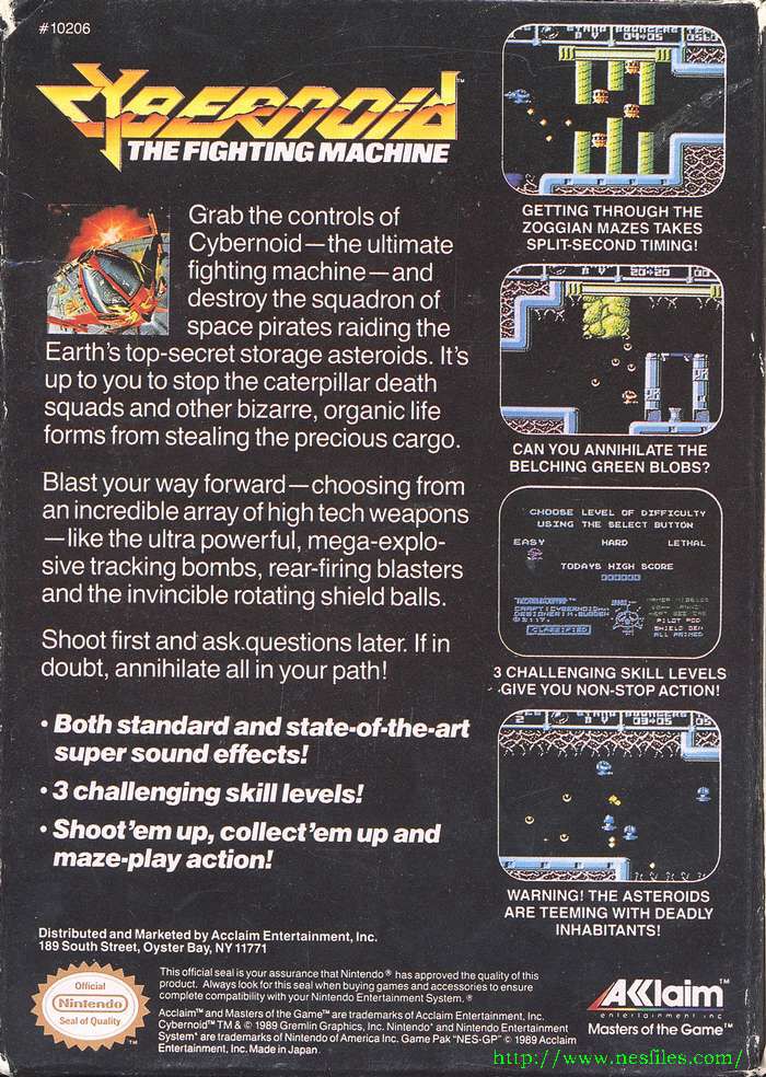 Cybernoid: The Fighting Machine - Nintendo Entertainment System (NES) (Acclaim) video game collectible - Main Image 2