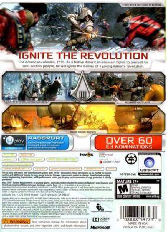 Assassins Creed III - Microsoft Xbox Live video game collectible - Main Image 2