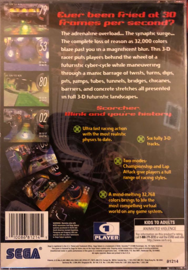 Scorcher - Sega Saturn (Tectoy - 1) video game collectible [Barcode 010086812145] - Main Image 2