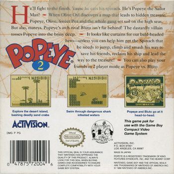 Popeye 2 (LOOSE) - Nintendo Game Boy (Activision) video game collectible - Main Image 2