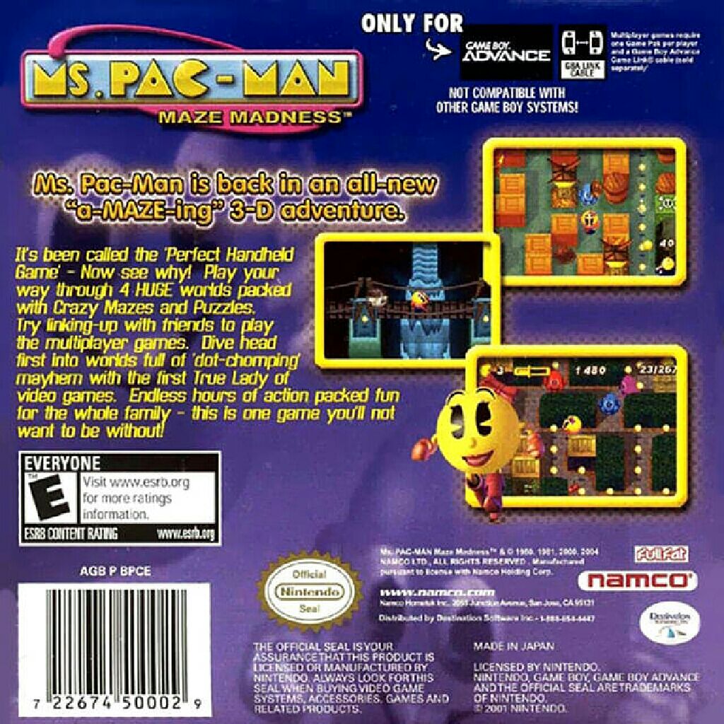Ms. Pac-man - Nintendo Game Boy (Namco Bandai - 2) video game collectible [Barcode 722674020312] - Main Image 2