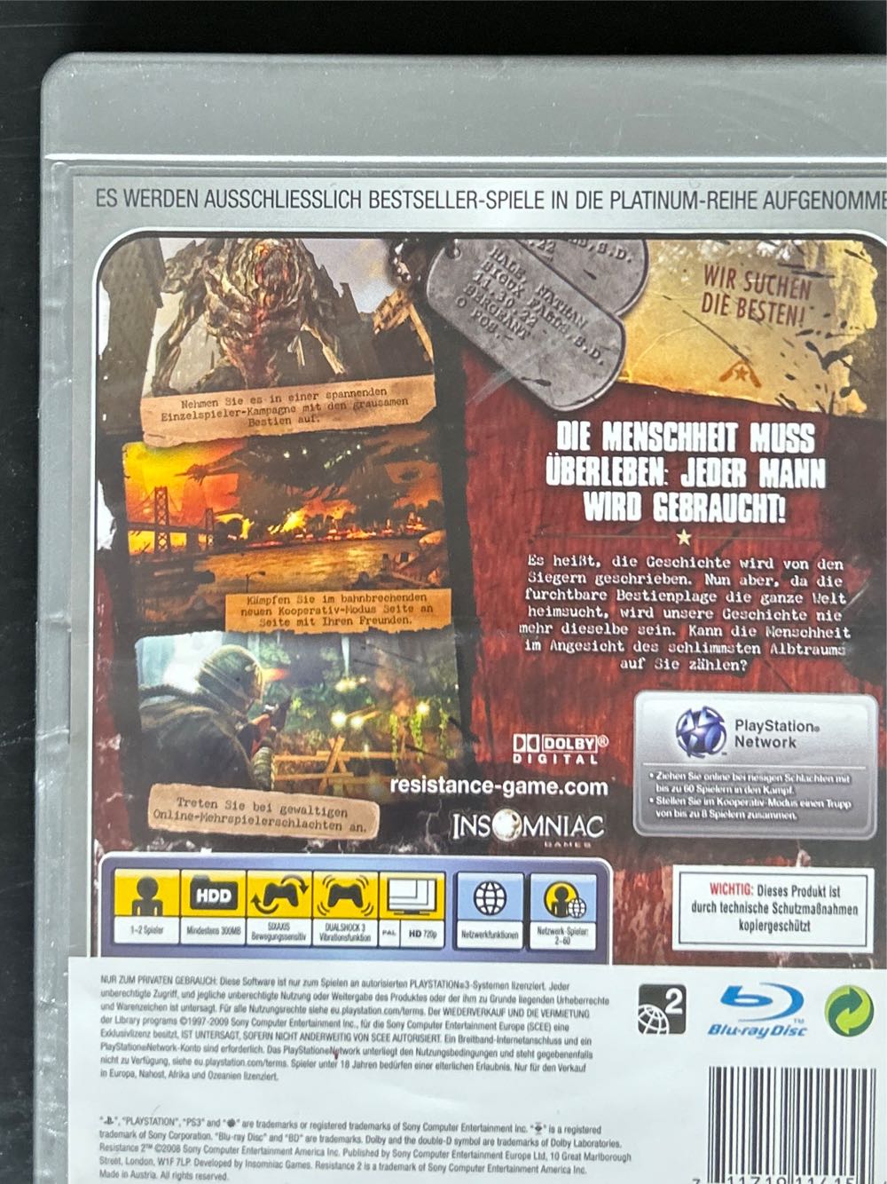 Resistance 2 - Sony PlayStation 3 (PS3) (1) video game collectible [Barcode 711719114154] - Main Image 2