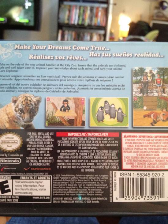 Dreamer Zoo Keeper - Nintendo DS (Tivola Publishing - 1) video game collectible - Main Image 2