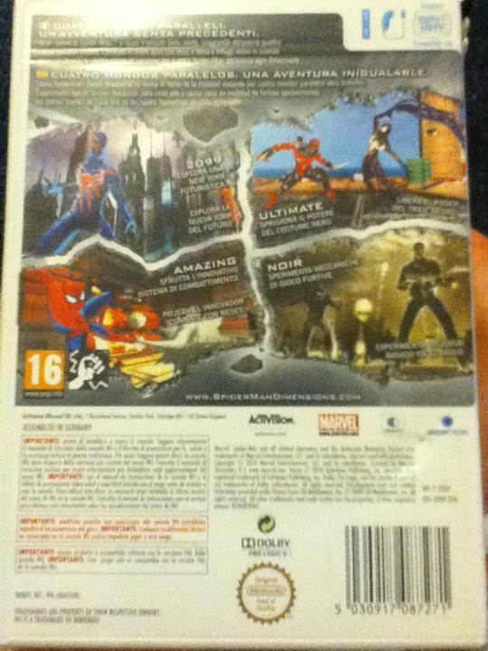 Spiderman Dimension - Nintendo Wii (Spi) video game collectible [Barcode 5030917087271] - Main Image 2