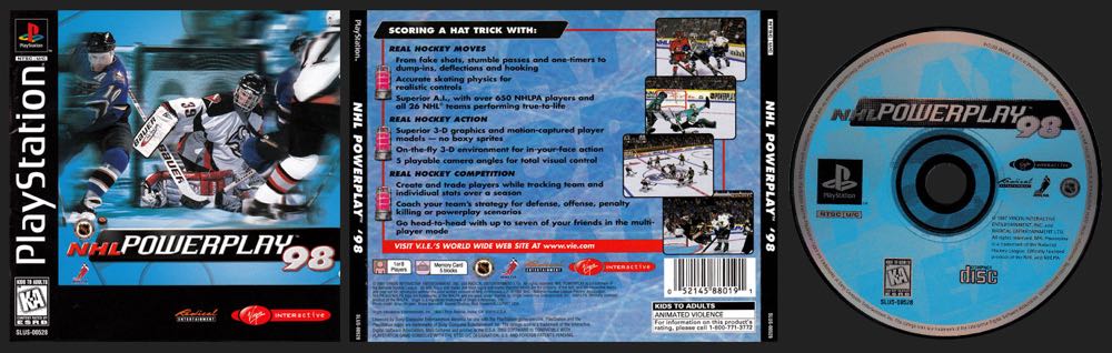 NHL Powerplay ’98 - Sony PlayStation (Virgin Interactive - 1-8) video game collectible - Main Image 2