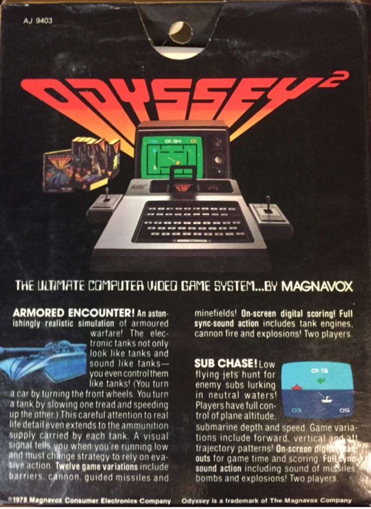 Armored Encounter!/Sub Chase! - Magnavox Odyssey II video game collectible - Main Image 2