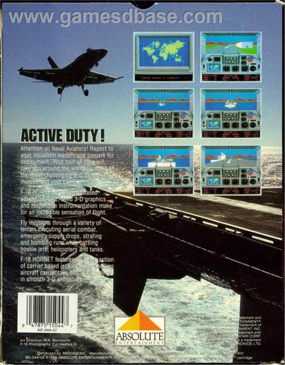 F-18 Hornet - Atari 7800 video game collectible - Main Image 2