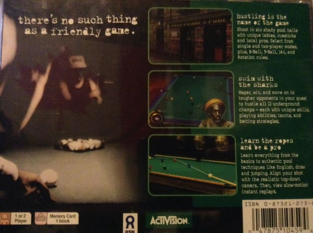 Pool Hustler - Sony PlayStation (Activision - 2) video game collectible [Barcode 047875104594] - Main Image 2