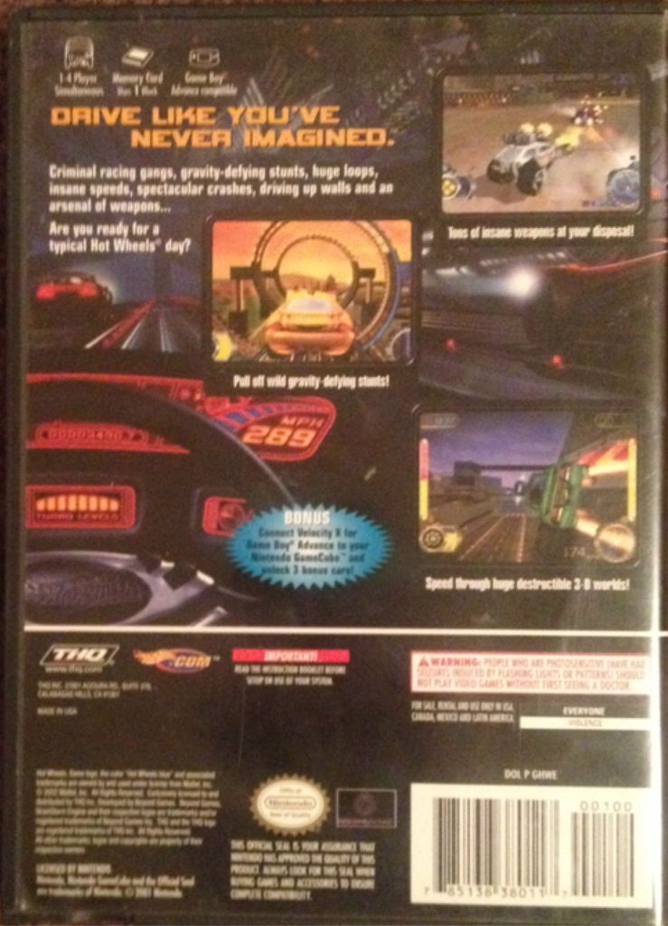 Hot Wheels: Velocity X - Nintendo GameCube (THQ - 1-4) video game collectible [Barcode 785138380117] - Main Image 2