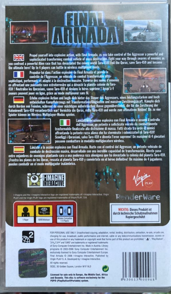 Final Armada - Sony PlayStation Portable (PSP) video game collectible [Barcode 8430613000968] - Main Image 2