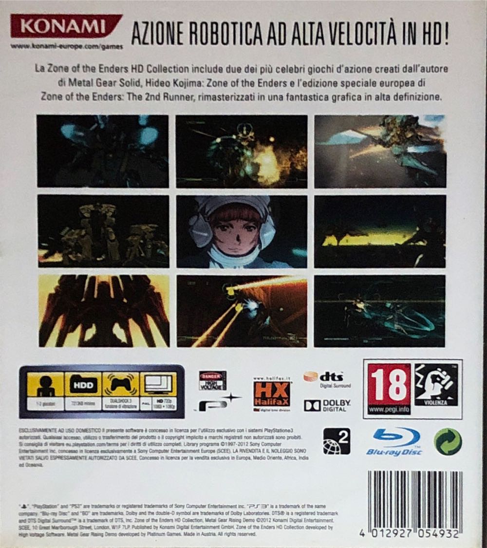 (*2012) Zone of the Enders HD Collection - Sony PlayStation 3 (PS3) (Konami Digital Entertainment - 1-2) video game collectible [Barcode 4012927054932] - Main Image 2