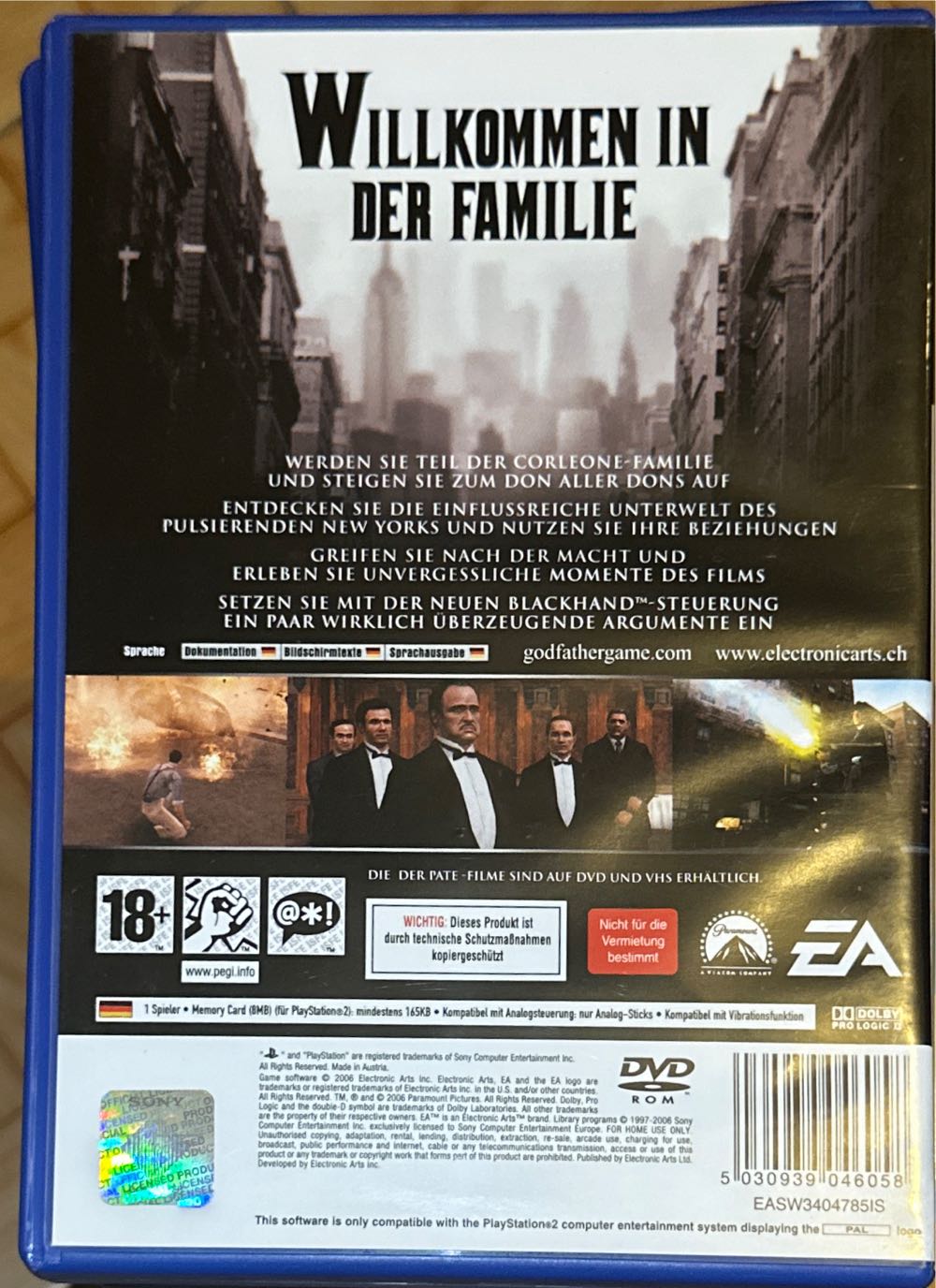Der Pate - Sony PlayStation 2 (PS2) video game collectible [Barcode 5030939046058] - Main Image 2