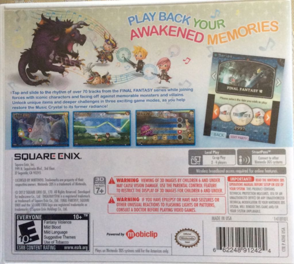 Theatrhythm Final Fantasy - Nintendo 3DS (Square Enix - 1) video game collectible [Barcode 662248912424] - Main Image 2