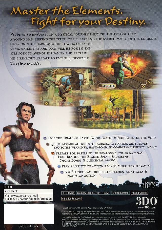 Godai Elemental Force - Sony PlayStation 2 (PS2) (3DO - 2) video game collectible [Barcode 790561523611] - Main Image 2