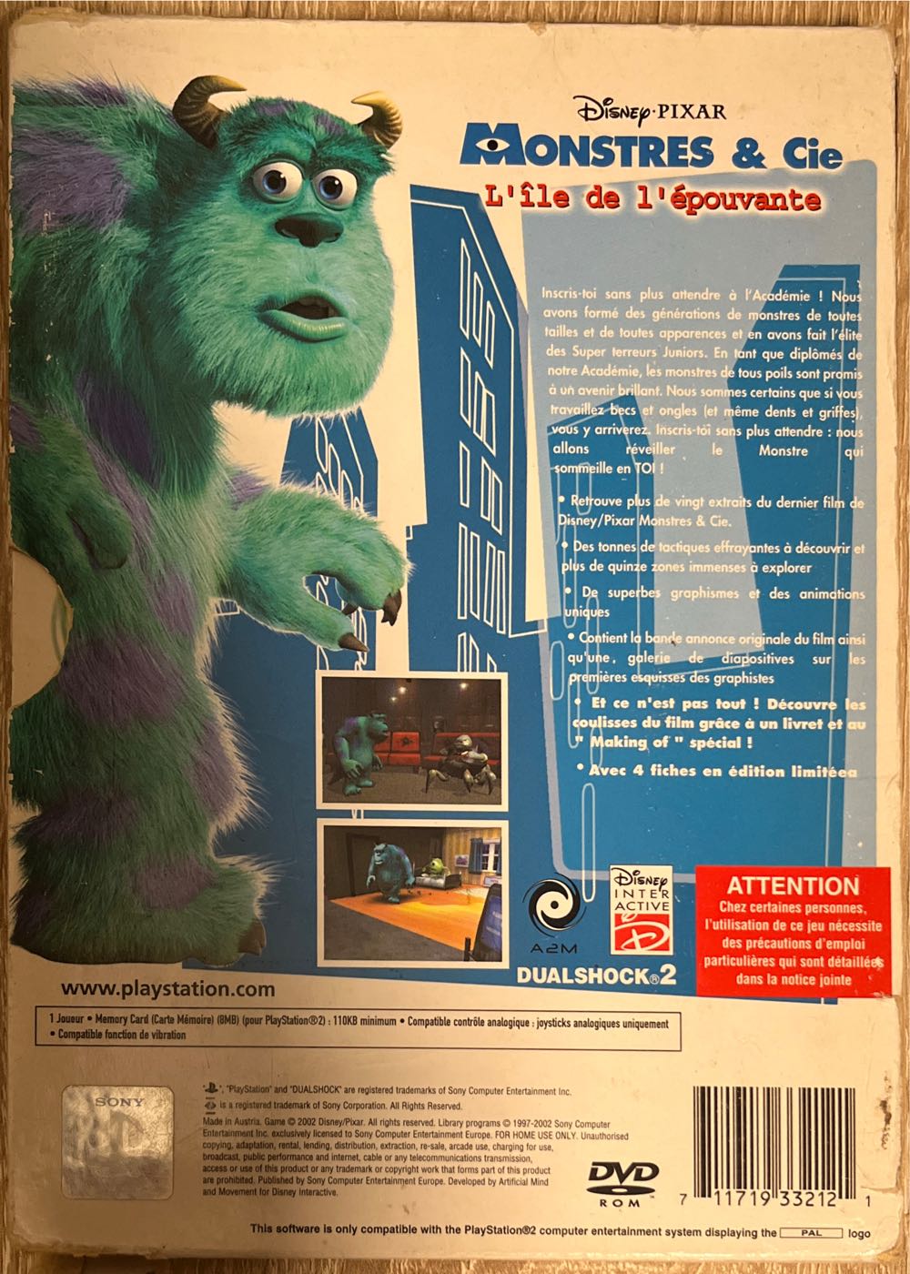 Disney Pixar Monstres & Cie: L’ile De L’epouvante - Sony PlayStation 2 (PS2) (1) video game collectible [Barcode 711719332121] - Main Image 2