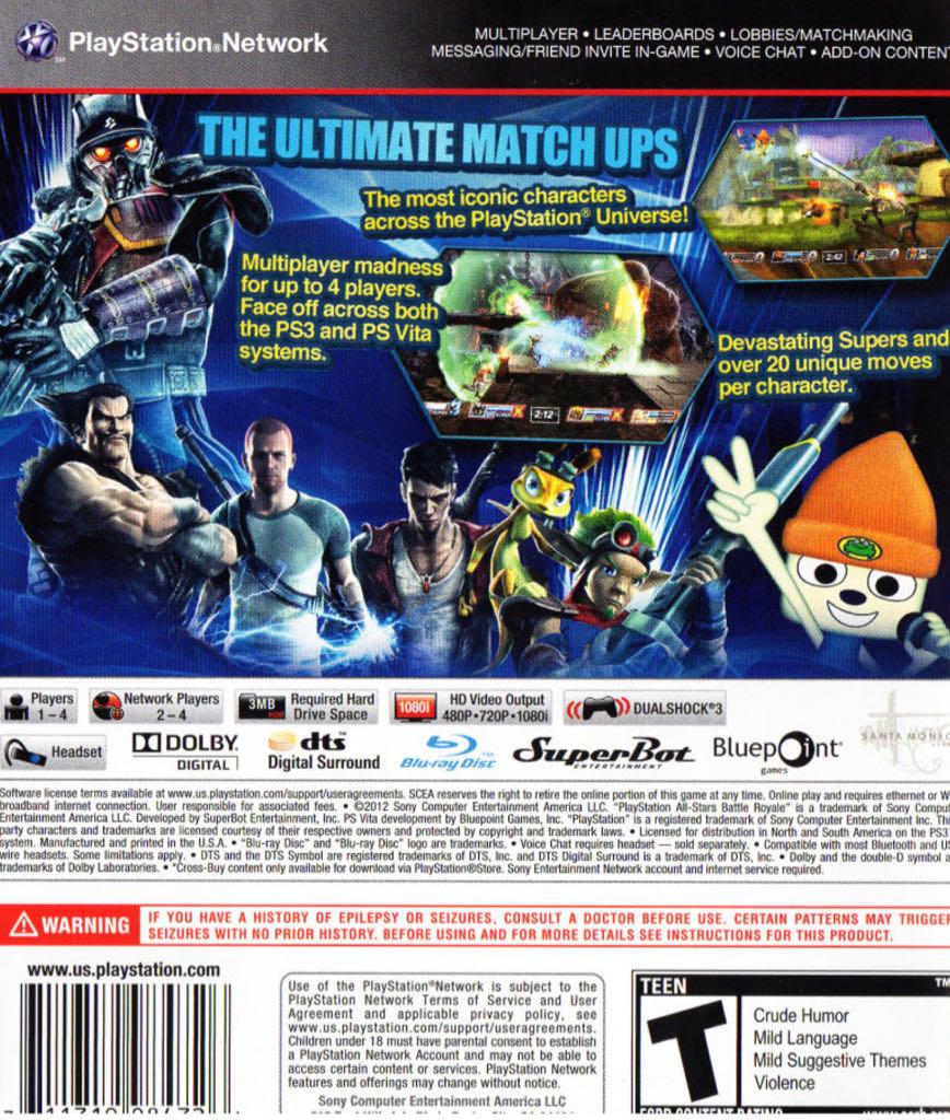 Playstation All-Stars Battle Royale - Sony PlayStation (Sony Computer Entertainment - 4) video game collectible [Barcode 711719241447] - Main Image 2