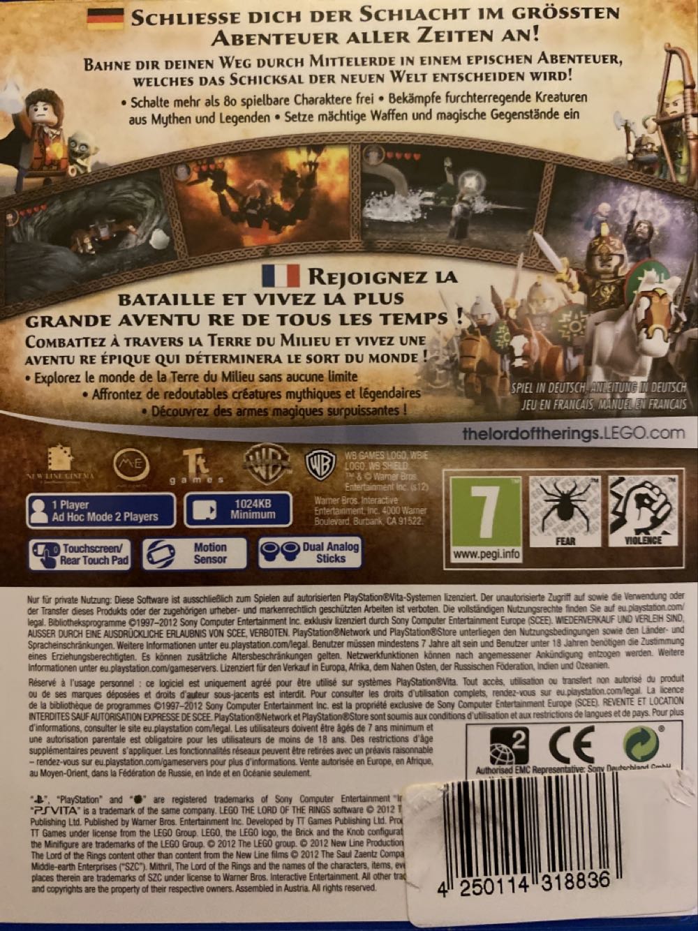 LEGO The Lord of the Rings - Sony PlayStation Vita (PS Vita) (Warner Bros - 2) video game collectible [Barcode 5051890123435] - Main Image 2