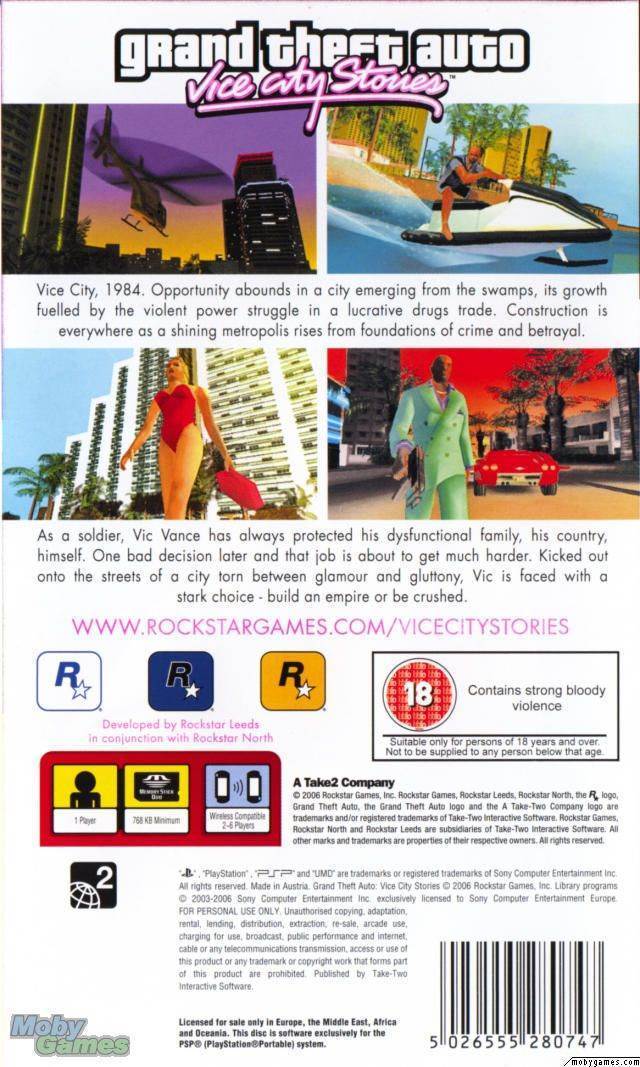 Grand Theft Auto: Vice City Stories - Sony PlayStation Portable (PSP) (Rockstar Games - 1) video game collectible [Barcode 710425279768] - Main Image 2
