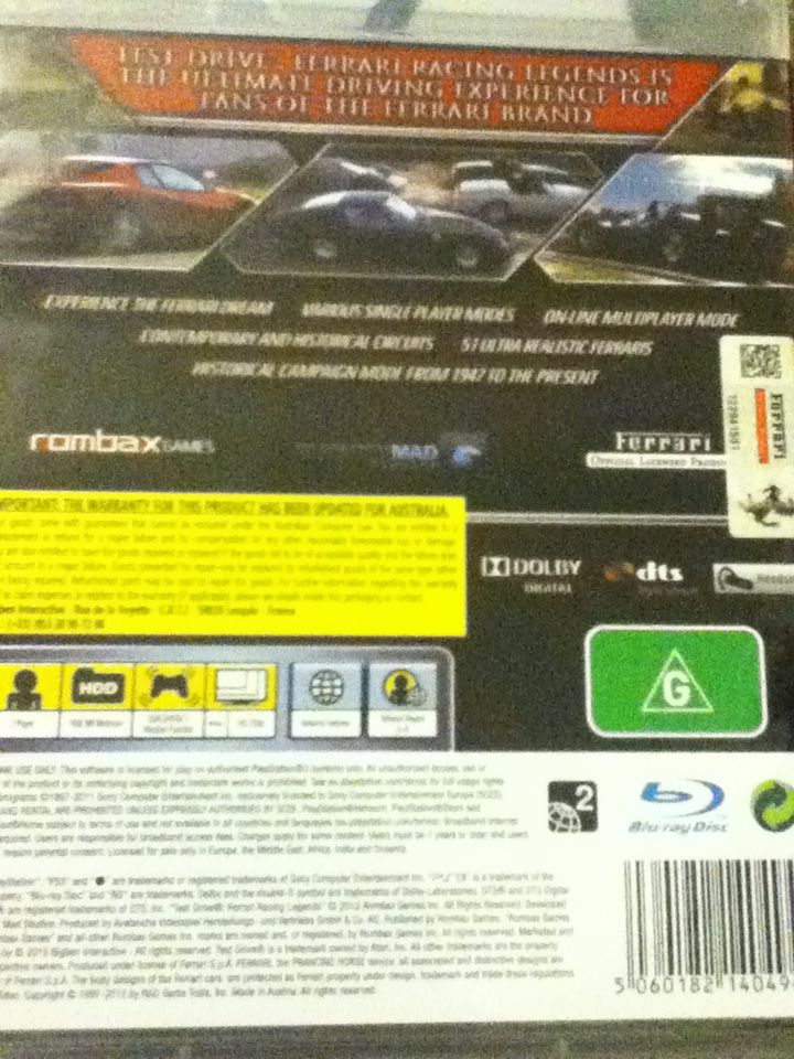 Test Drive: Ferrari Racing Legends - Sony PlayStation 3 (PS3) (Atari - 1) video game collectible [Barcode 5060182140494] - Main Image 2