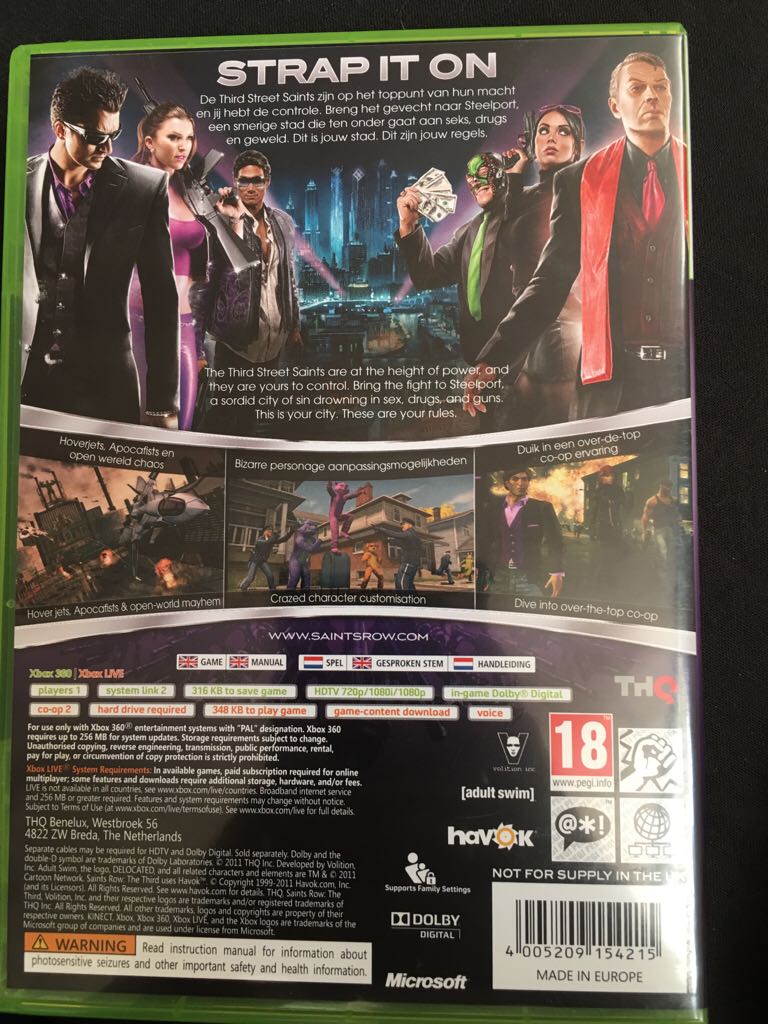 Saints Row The Third - Microsoft Xbox 360 (THQ) video game collectible [Barcode 4005209154215] - Main Image 2