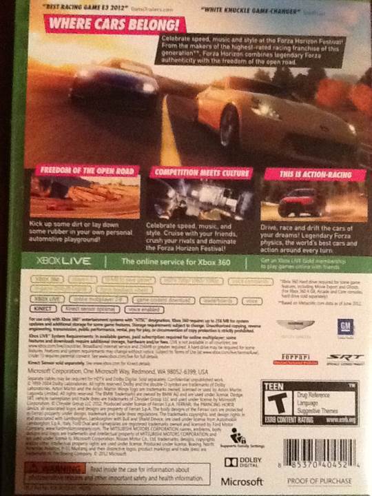 Forza Horizon - Microsoft Xbox 360 (Digital Download - 8) video game collectible [Barcode 885370404524] - Main Image 2