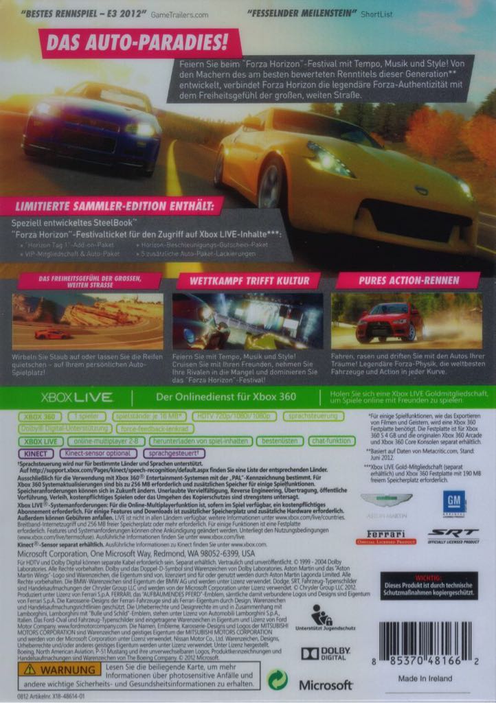 Forza Horizon - Microsoft Xbox 360 (Microsoft Game Studios - 8) video game collectible [Barcode 885370488104] - Main Image 2