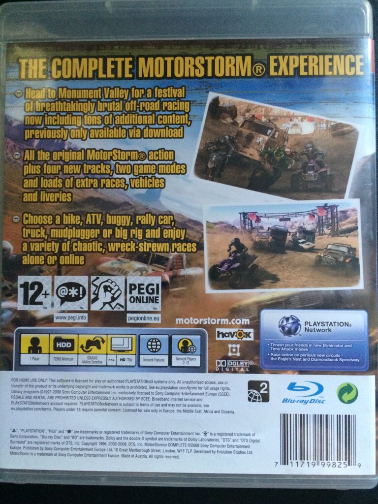 Motorstorm Complete - Sony PlayStation 3 (PS3) (Havok - 1) video game collectible [Barcode 711719998259] - Main Image 2