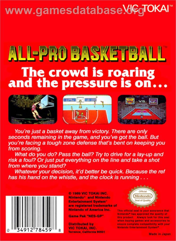 All Pro Basketball - Nintendo Entertainment System (NES) video game collectible - Main Image 2