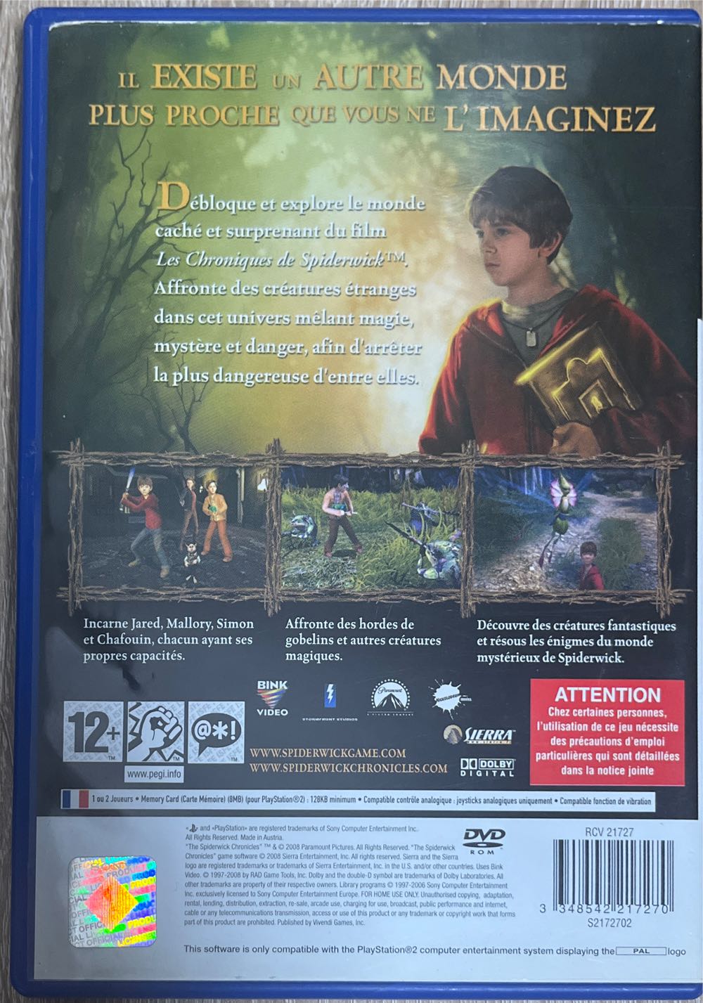 Les Chroniques De Spiderwick - Sony PlayStation 2 (PS2) (1-2) video game collectible [Barcode 3348542217270] - Main Image 2