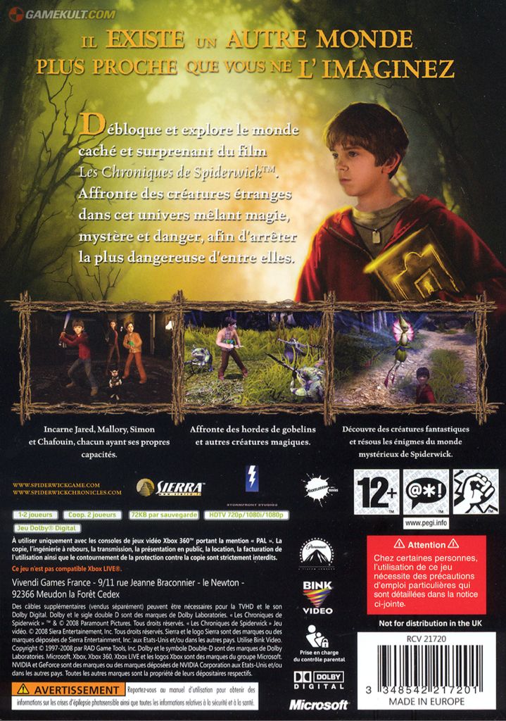 Les Chroniques De Spiderwick - Microsoft Xbox 360 video game collectible - Main Image 2