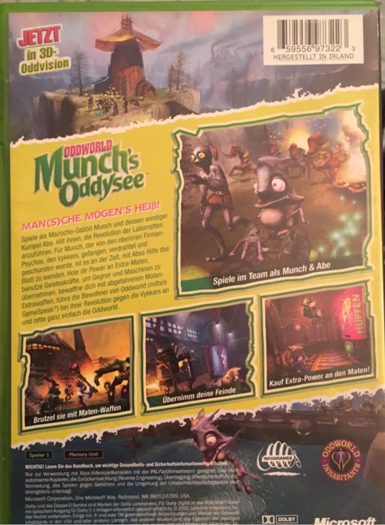 Oddworld: Munch’s Oddysee - Microsoft Xbox (Microsoft Game Studios - 1) video game collectible [Barcode 659556973223] - Main Image 2
