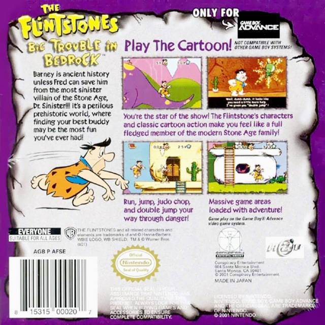 The Flintstones Big Trouble In Bedrock - Nintendo Game Boy Advance (GBA) (WB Games) video game collectible - Main Image 2