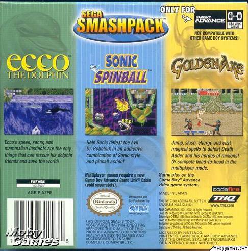 SEGA Smash Pack - Nintendo Game Boy Advance (GBA) (THQ/SEGA) video game collectible - Main Image 2