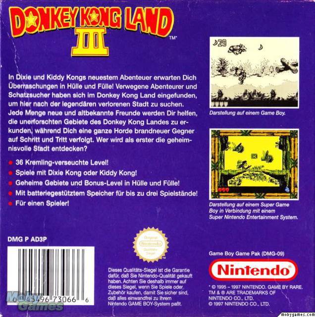 Donkey Kong Land 3 - Nintendo Game Boy (Nintendo - 1) video game collectible [Barcode 045496730666] - Main Image 2