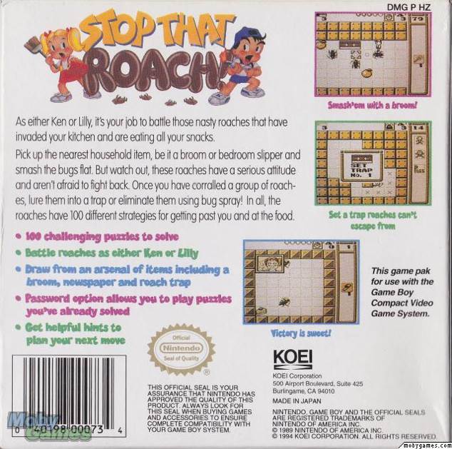 Stop That Roach - Nintendo Game Boy (Koei) video game collectible - Main Image 2