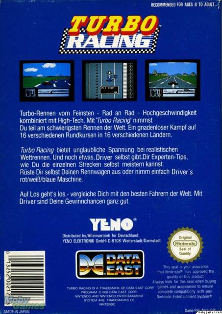Al Unser Jr Turbo Racing - Nintendo Entertainment System (NES) (Data East) video game collectible - Main Image 2