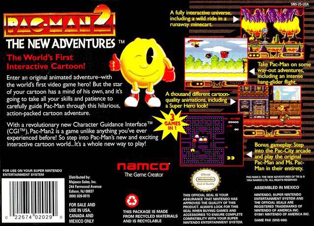 Pac-Man 2 The New Adventures - Nintendo Super Nintendo Entertainment System (SNES) (Namco - 1) video game collectible [Barcode 6177014020899] - Main Image 2