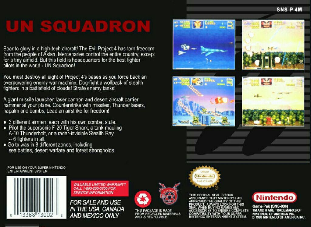 UN Squadron - Nintendo Super Nintendo Entertainment System (SNES) (Capcom) video game collectible - Main Image 2