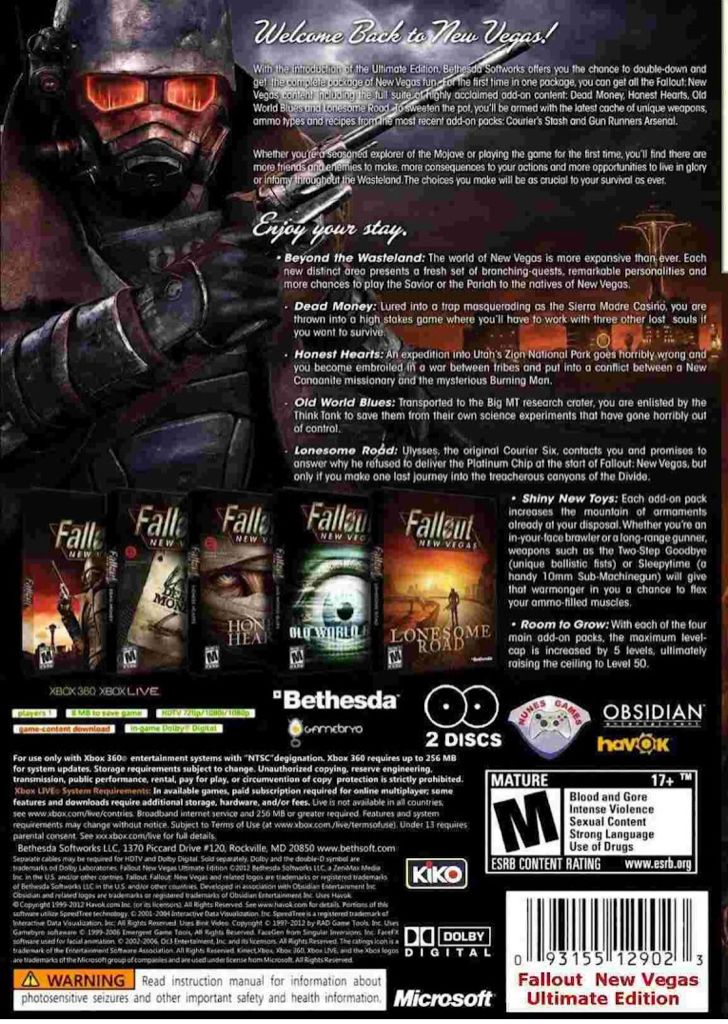 Fallout: New Vegas - Ultimate Edition - Microsoft Xbox 360 (Bethesda - 1) video game collectible [Barcode 093155121515] - Main Image 2